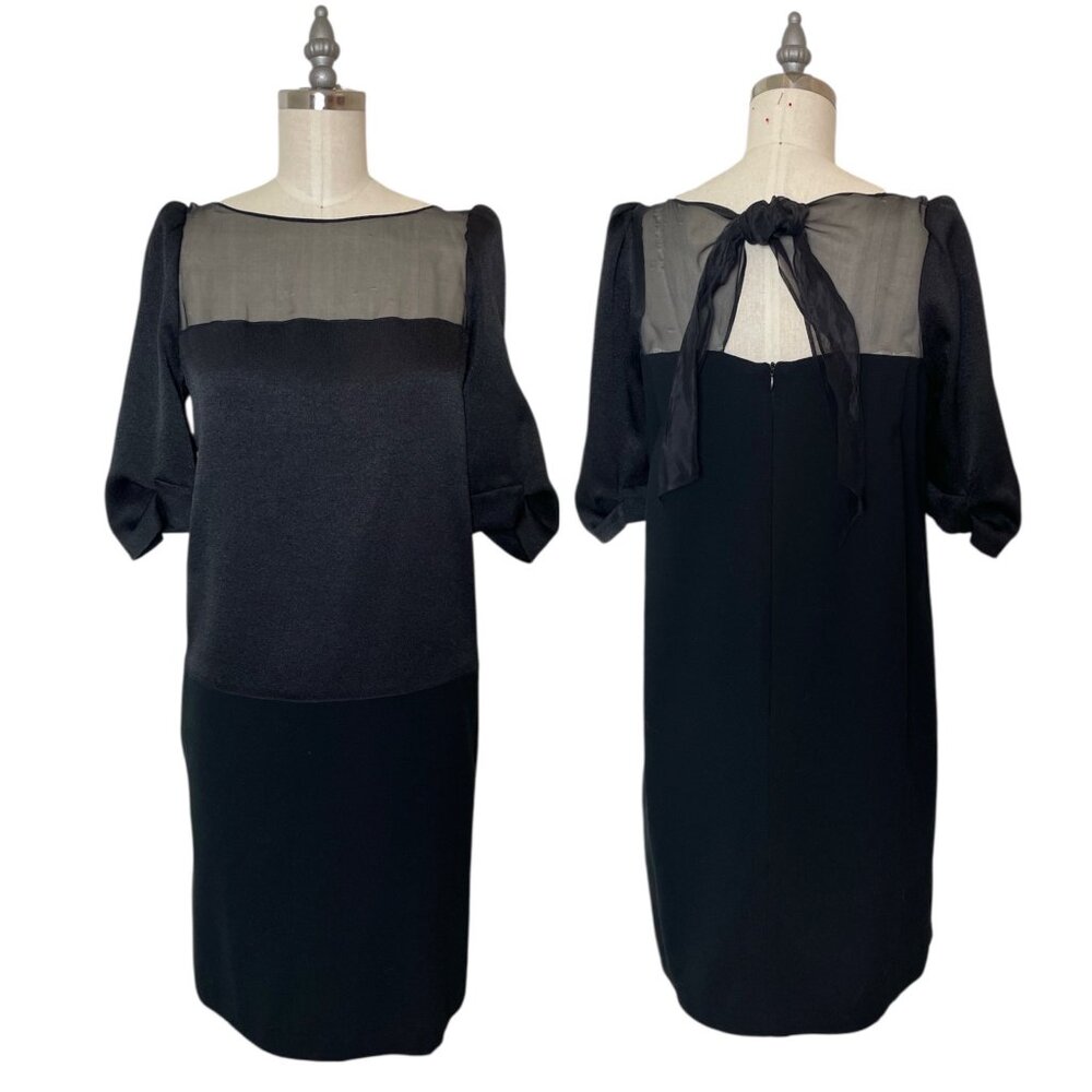 DOROTHEE SCHUMACHER Silk Wool Sheer Upper Shift LBD Dress \\ S